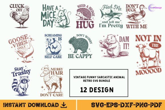 Sarcastic Animal Retro SVG Bundle Review