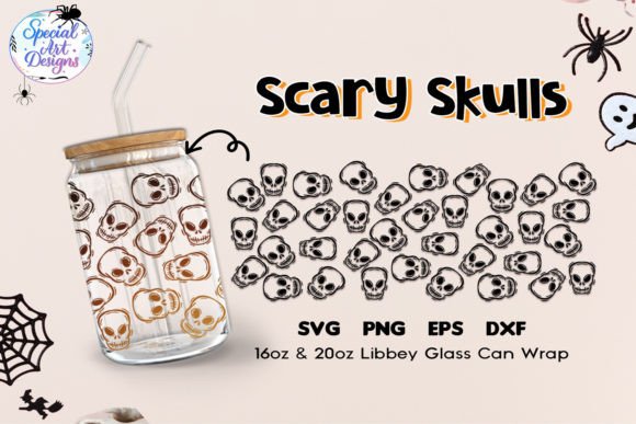 Scary Skulls 16oz Can Glass Retro Svg Review